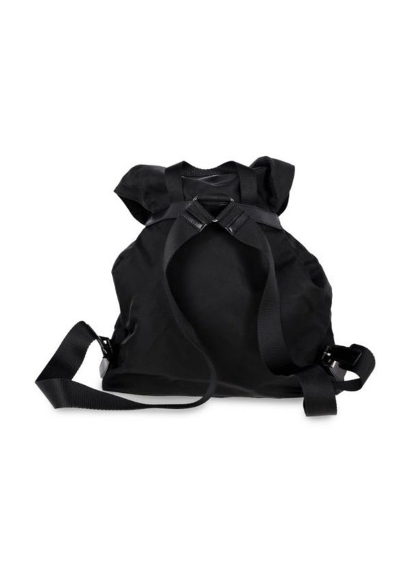 Prada Saffiano-Trimmed Medium Vela Drawstring Backpack In Black Nylon