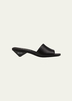 Prada Satin Triangle-Heel Slide Sandals