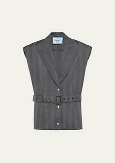 Prada Single-Breasted Pinstripe Wool Vest