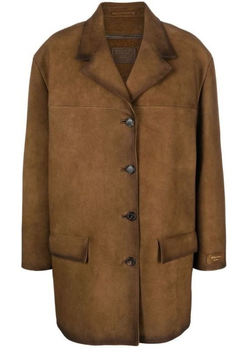 PRADA single-breasted suede coat