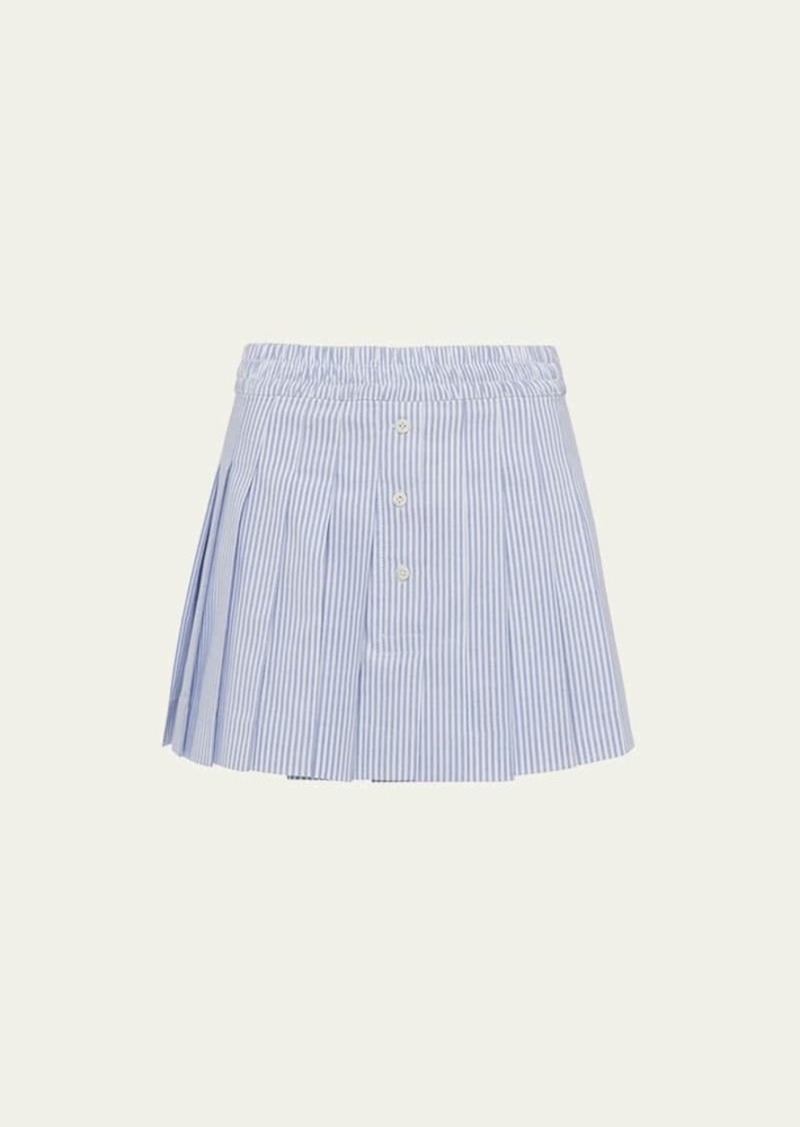 Prada Stripe Oxford Pleated Mini Skirt