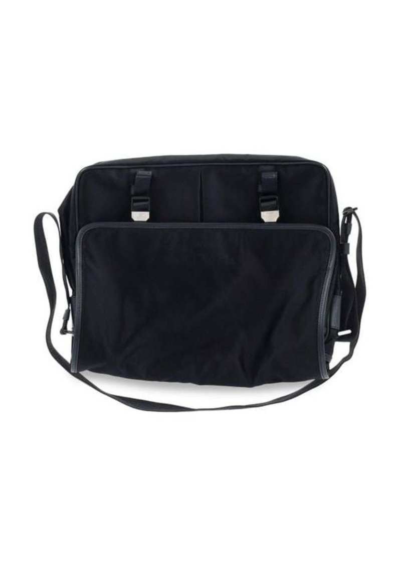 Prada Tessuto Saffiano Logo Messenger Bag In Black Nylon