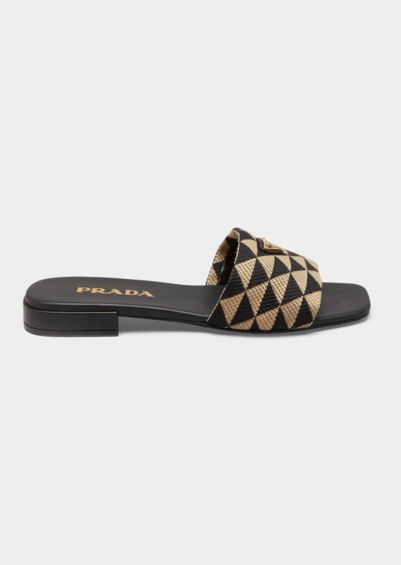 Prada Triangle Jacquard Flat Sandals