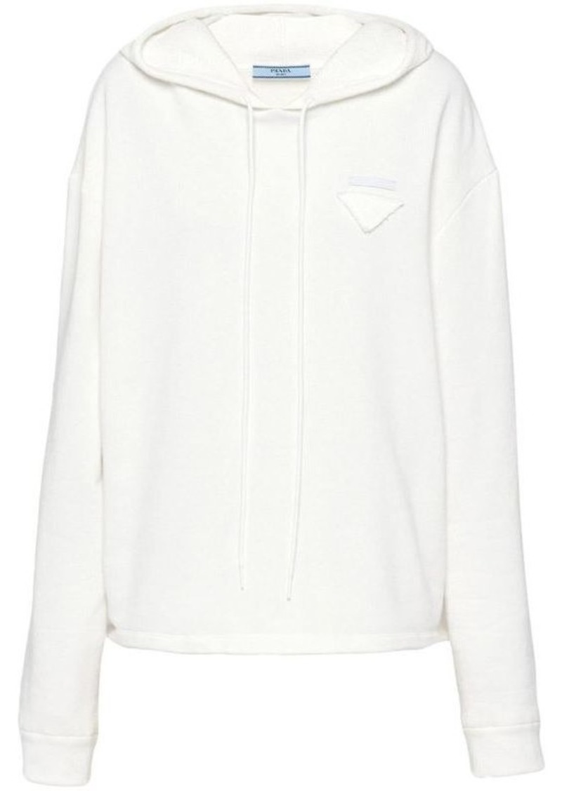 PRADA triangle-logo cotton hoodie
