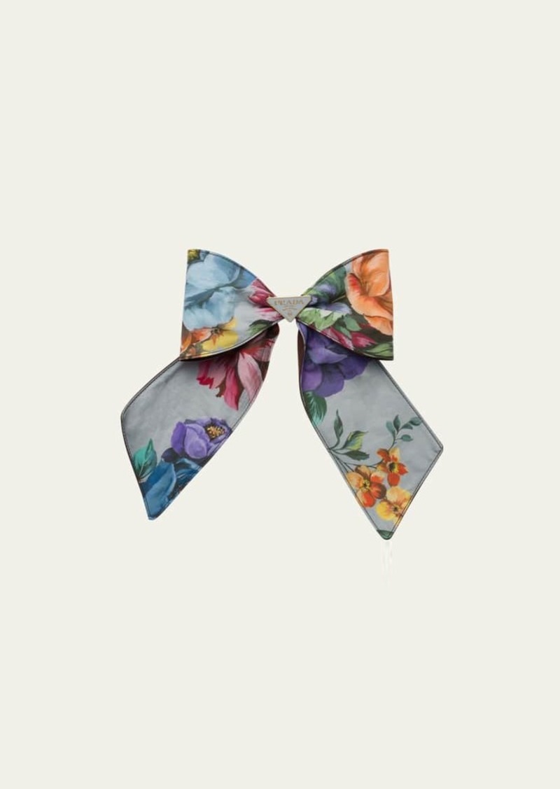 Prada Triangle Logo Floral Hair Bow