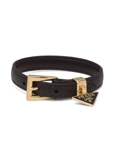 PRADA triangle-logo leather bracelet