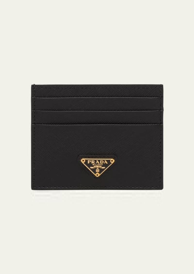 Prada Triangle Logo Leather Card Case