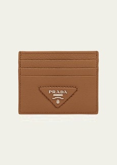 Prada Triangle Logo Leather Card Holder