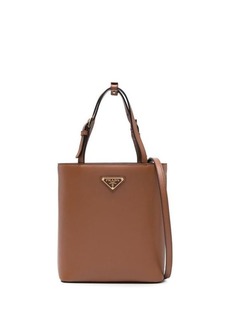 PRADA triangle-logo leather tote bag