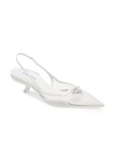 Prada Triangle Logo Pointed Toe Slingback Pump in Bianco at Nordstrom