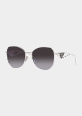 Prada Triangle Logo Round Metal Sunglasses