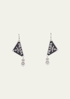 Prada Triangle Sterling Silver Ball Drop Earrings