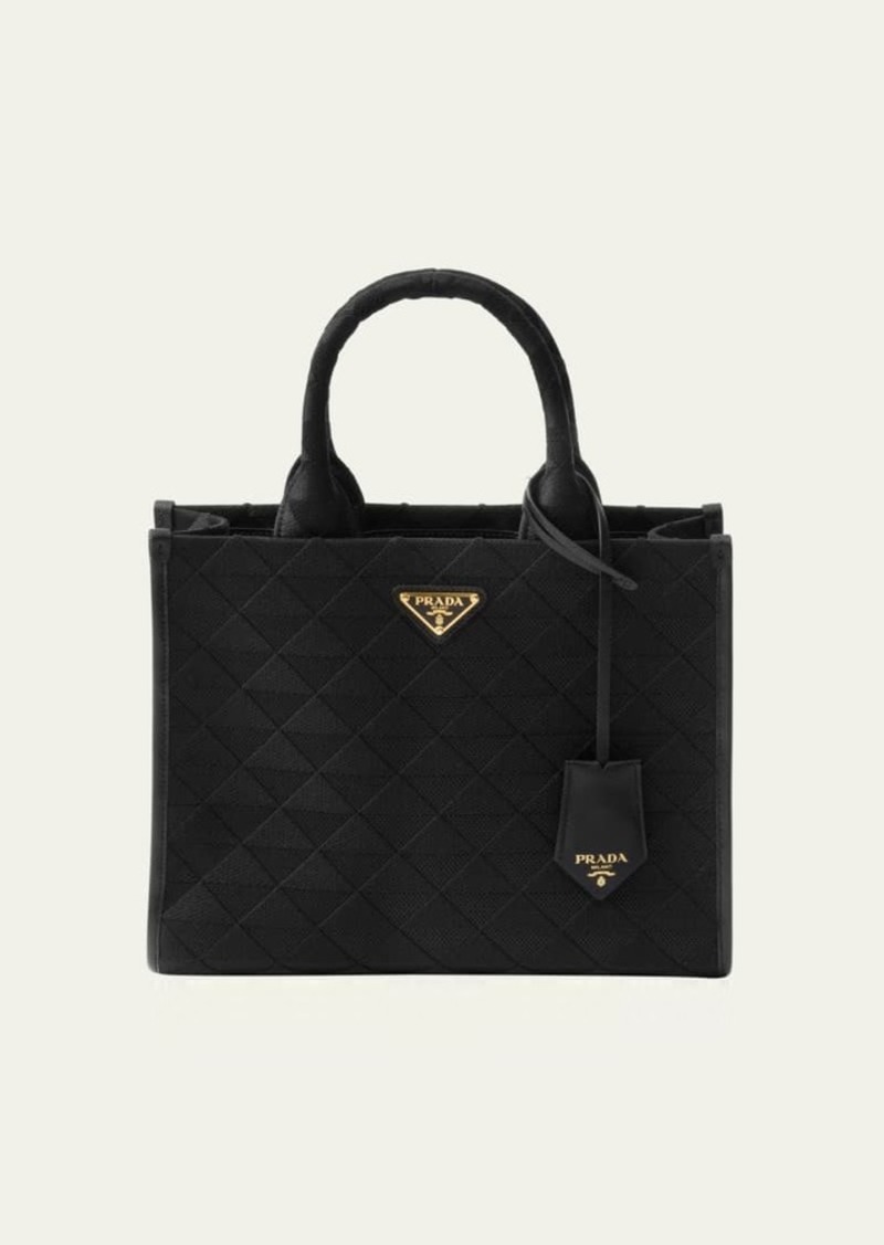 Prada Medium Triangle Symbole Jacquard Tote Bag