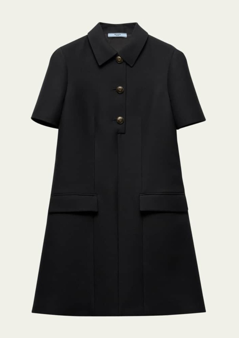 Prada Twill Weave Mini A-Line Wool Dress