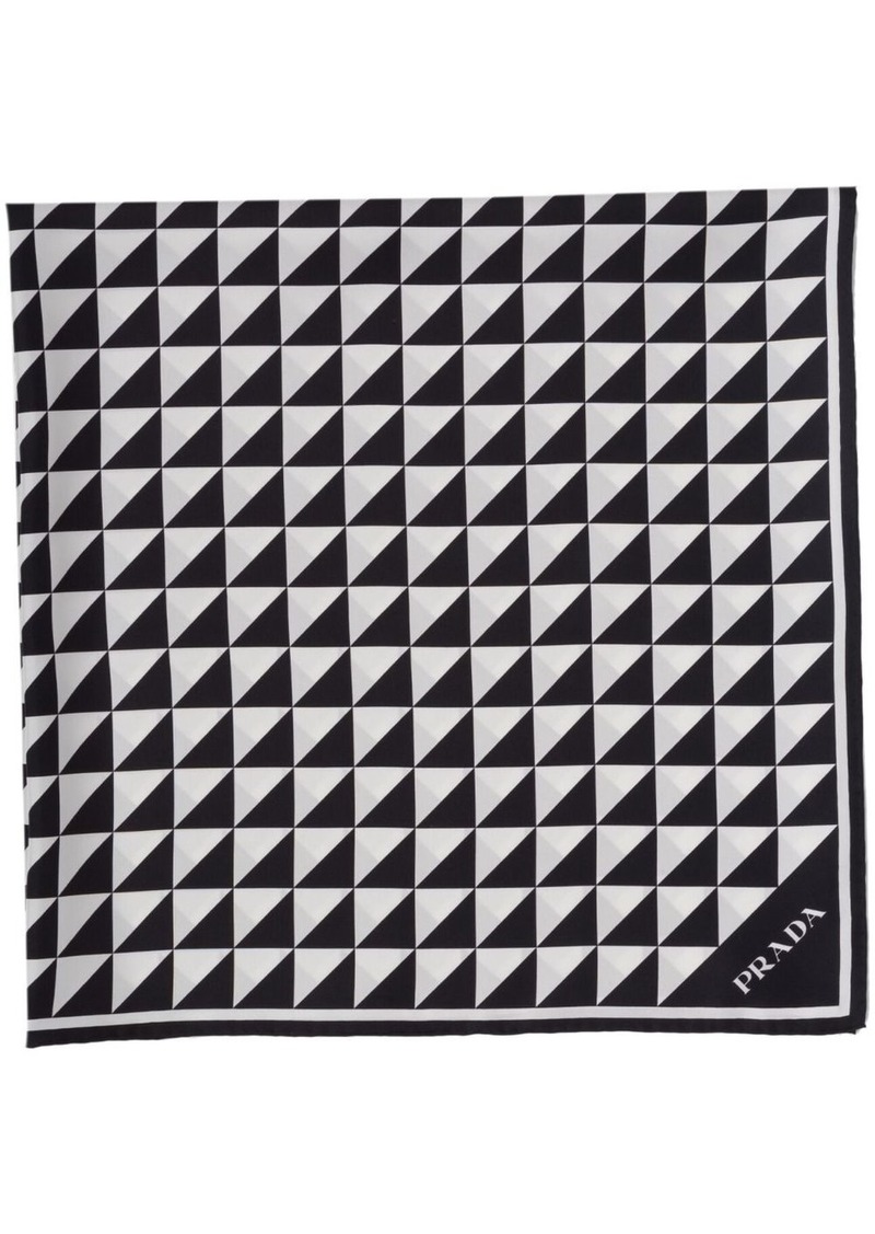 Prada triangle-logo silk scarf