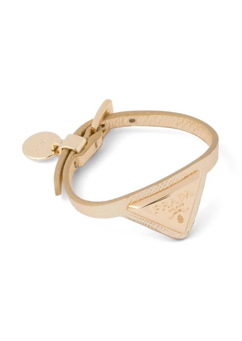 Prada triangle-logo leather bracelet
