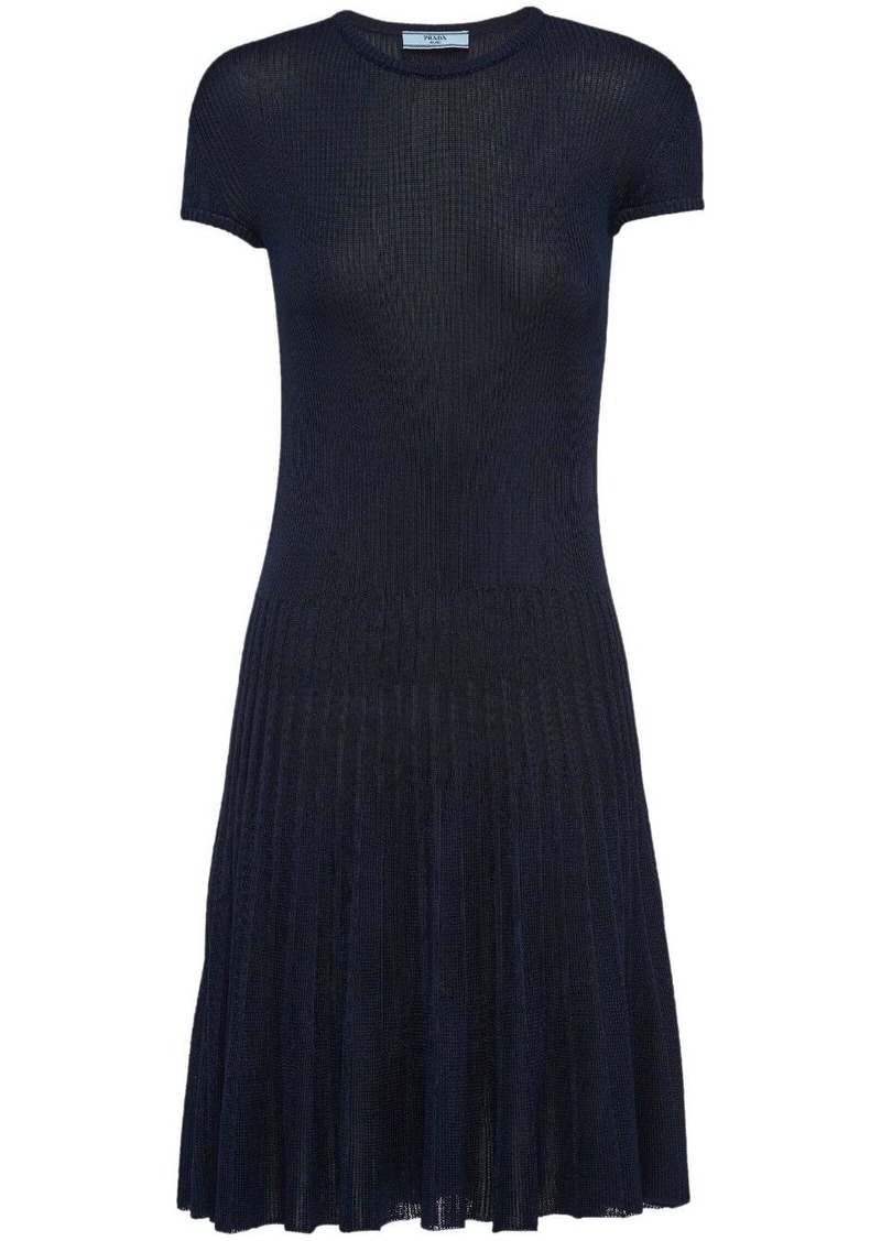 Prada short-sleeve silk knitted dress