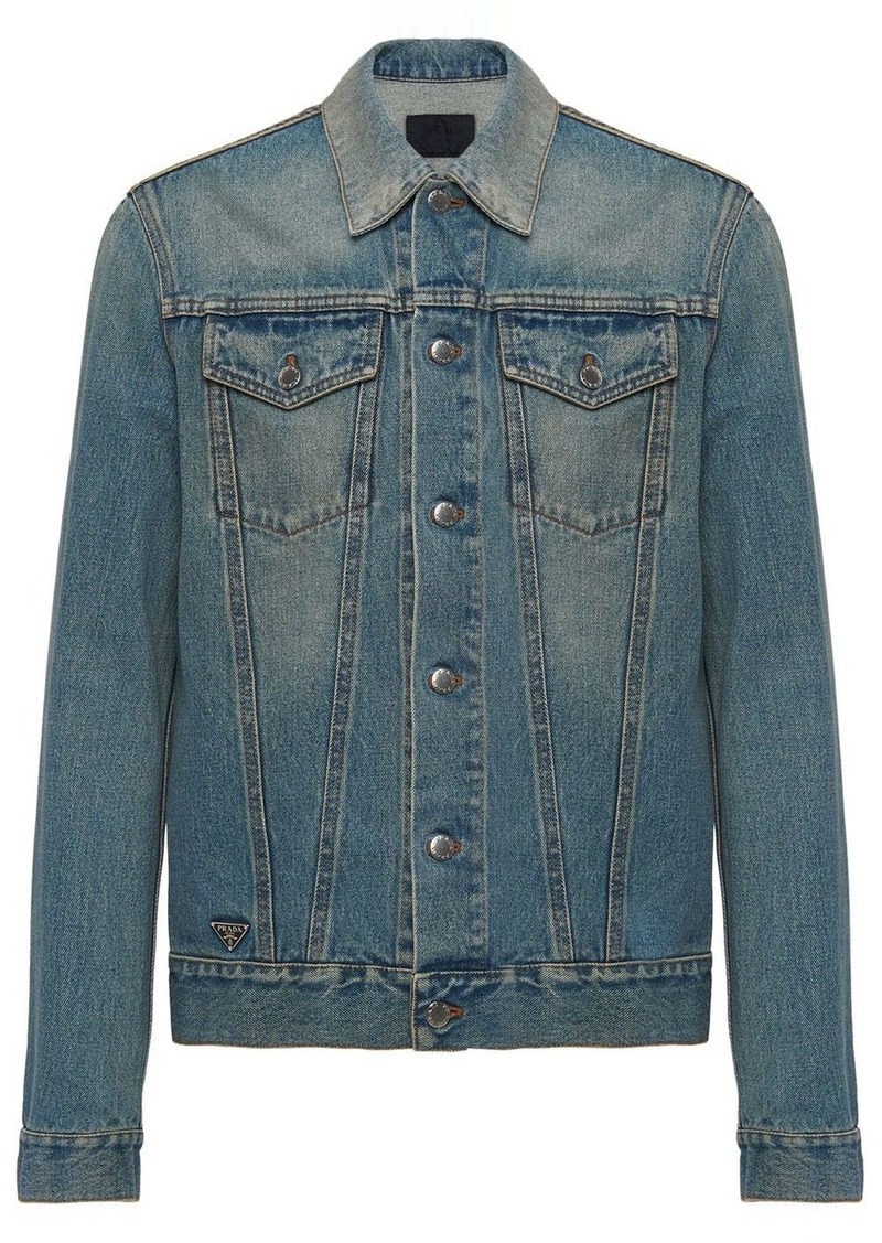 Prada triangle-logo denim blouson jacket