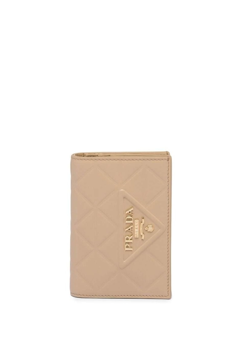 Prada triangle-embossed logo-plaque wallet