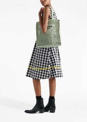 Prada triangle-logo crochet rafia tote bag