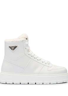 Prada triangle-logo high-top leather sneakers