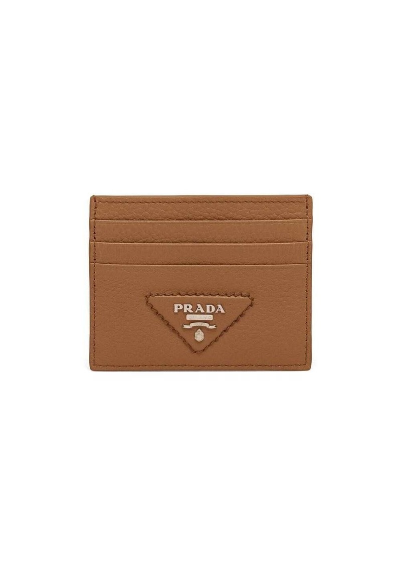 Prada triangle-logo leather cardholder