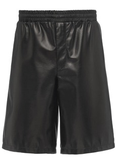 Prada triangle-logo leather Bermuda shorts