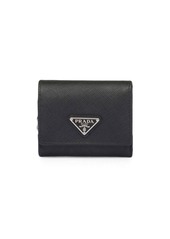 Prada triangle logo leather wallet