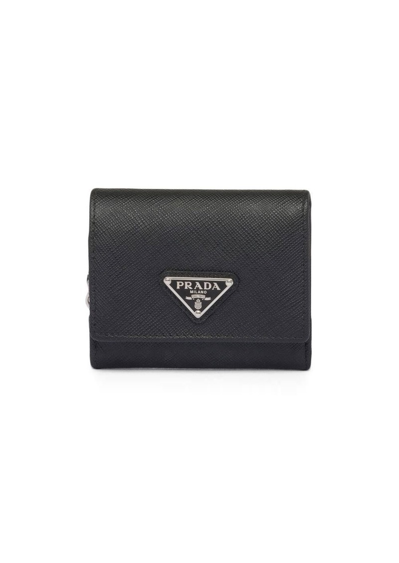 Prada triangle logo leather wallet