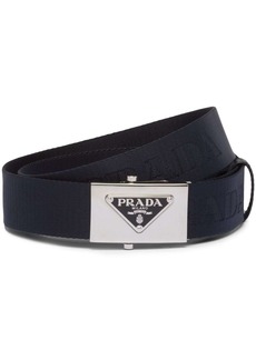 Prada triangle-logo woven belt