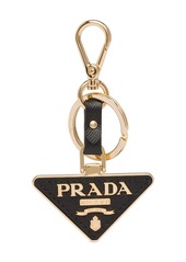 Prada triangle-logo leather keychain