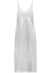 Prada v-neck lace-panel mid-length dress