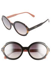 Women's Prada 55mm Polarized Oval Sunglasses - Top Black/ Blue Grad Mirror