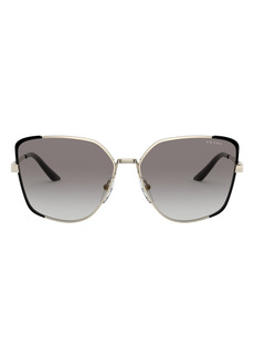 Prada 59mm Gradient Rectangular Sunglasses in Pale Gold/Black/Grey Grad at Nordstrom