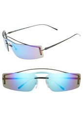 Women's Prada 73mm Mirrored Wrap Sunglasses - Blu Grn Mir