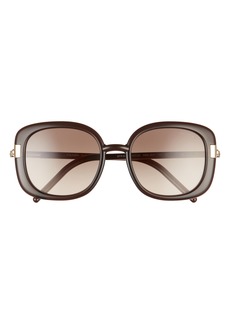 Prada Pillow 53mm Gradient Round Sunglasses in Dark Brown Crystal/Brown Grey at Nordstrom
