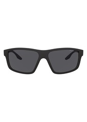 Women's Prada Sport 60mm Rectangle Sunglasses - Black/ Dark Grey