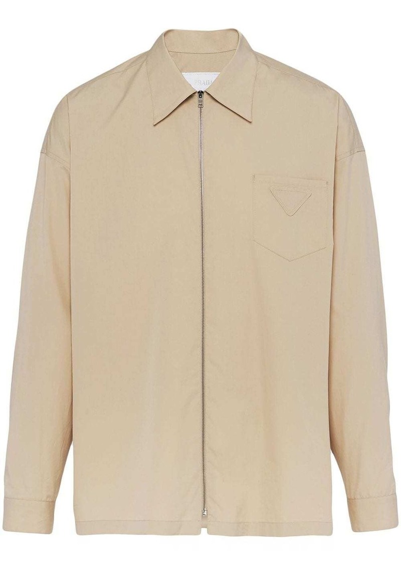 Prada zip-front cotton shirt