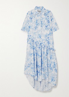 Preen Atreides Asymmetric Ruffled Floral-print Cotton-poplin Shirt Dress
