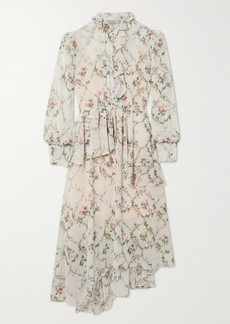 Preen Deborah Ruffled Floral-print Georgette Midi Dress