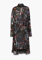 Preen By Thornton Bregazzi - Asymmetric floral-print devoré-chiffon dress - Black - XS