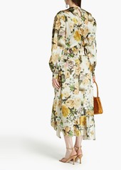 Preen By Thornton Bregazzi - Draped floral-print satin midi dress - Neutral - XS