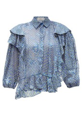 Preen By Thornton Bregazzi Kayla ruffle-trim chiffon devoré blouse