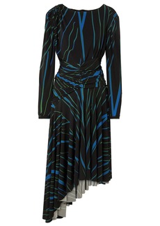Preen By Thornton Bregazzi Woman Melissa Asymmetric Striped Stretch-crepe Dress Black