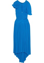 Preen By Thornton Bregazzi Woman Milly Cutout Plissé-chiffon Midi Dress Cobalt Blue