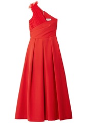 Preen By Thornton Bregazzi Woman One-shoulder Tulle-trimmed Stretch-cady Midi Dress Red
