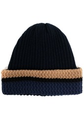 Pringle colour-block wool-cashmere beanie