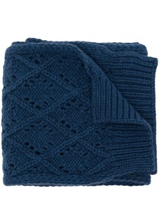 Pringle diamond eyelet-stitch wool scarf