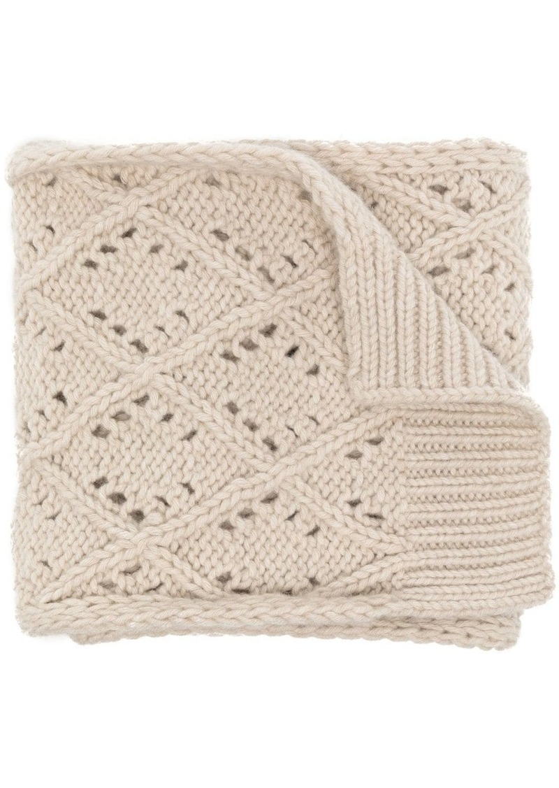 Pringle diamond eyelet-stitch wool scarf