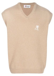Pringle logo-embroidered sleeveless knitted vest
